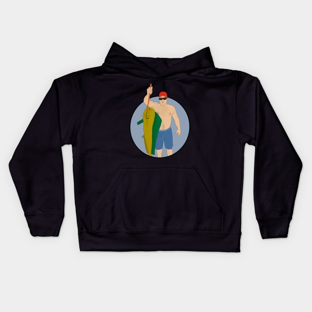 A Shirtless Fisherman Kids Hoodie by DiegoCarvalho